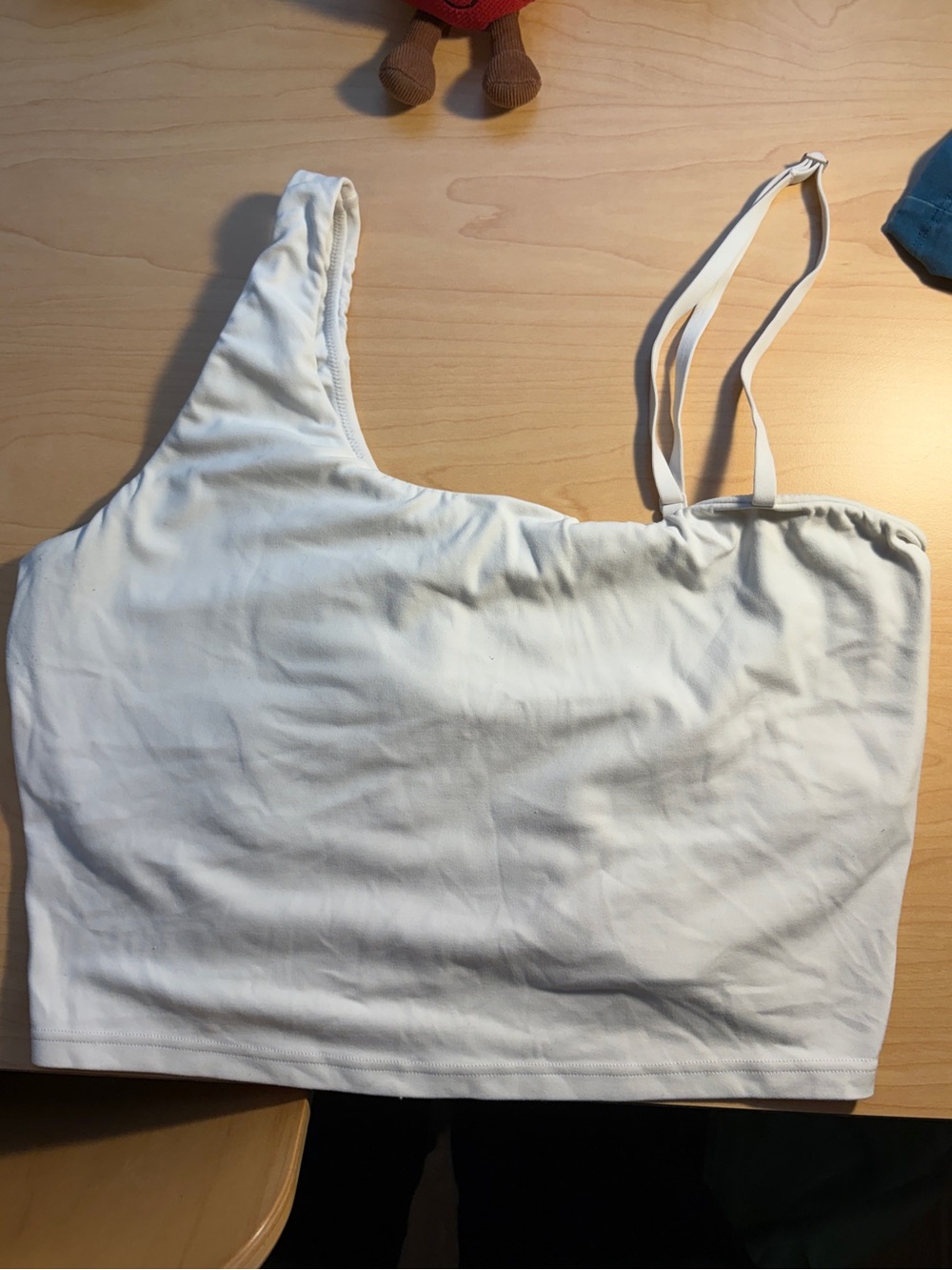 OFFLINE by Aerie Real Me XTRA Asymmetrical Sports Bra Crop Top Size Large White